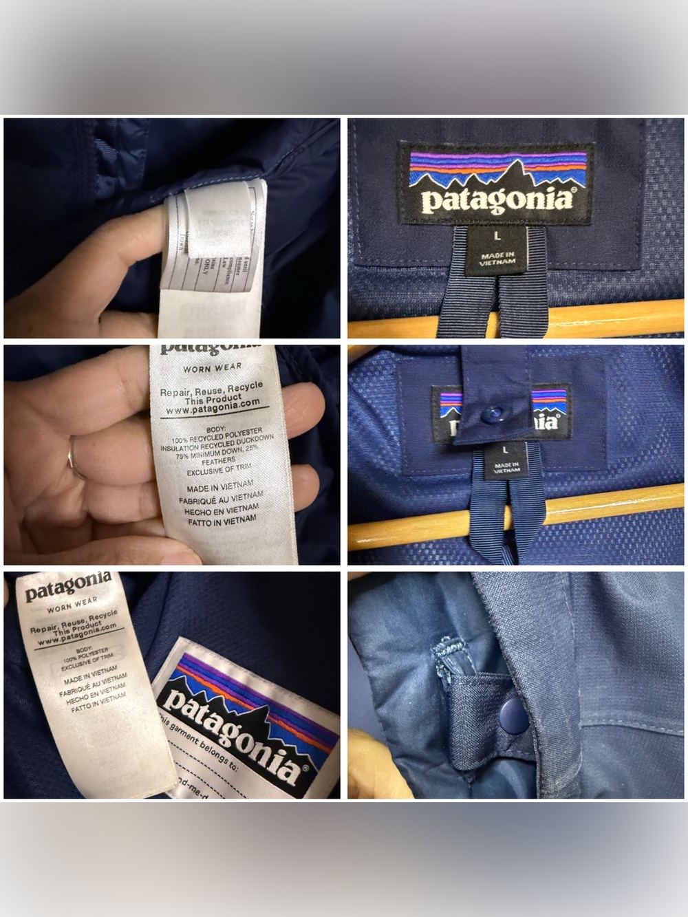 Patagonia Tres 3-in-1 Navy Down Parka – Unisex Youth L - Picture 9 of 12